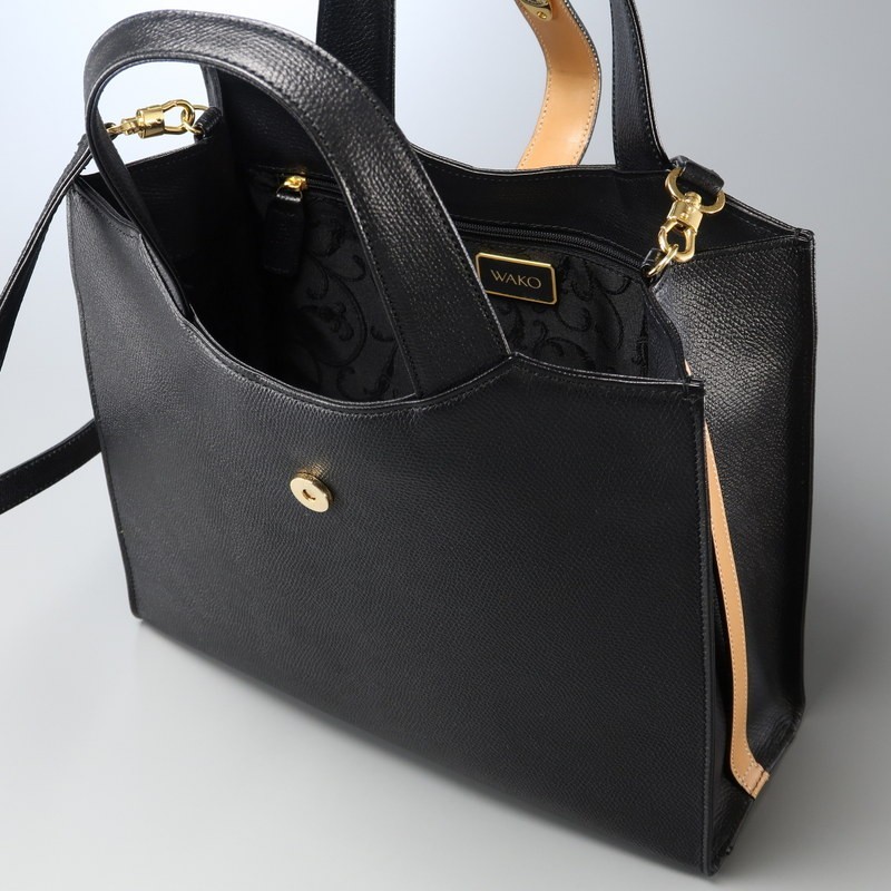 GO7824△*WAKO/ワコー/銀座和光*レザー*ハンドバッグ*2way ショルダー