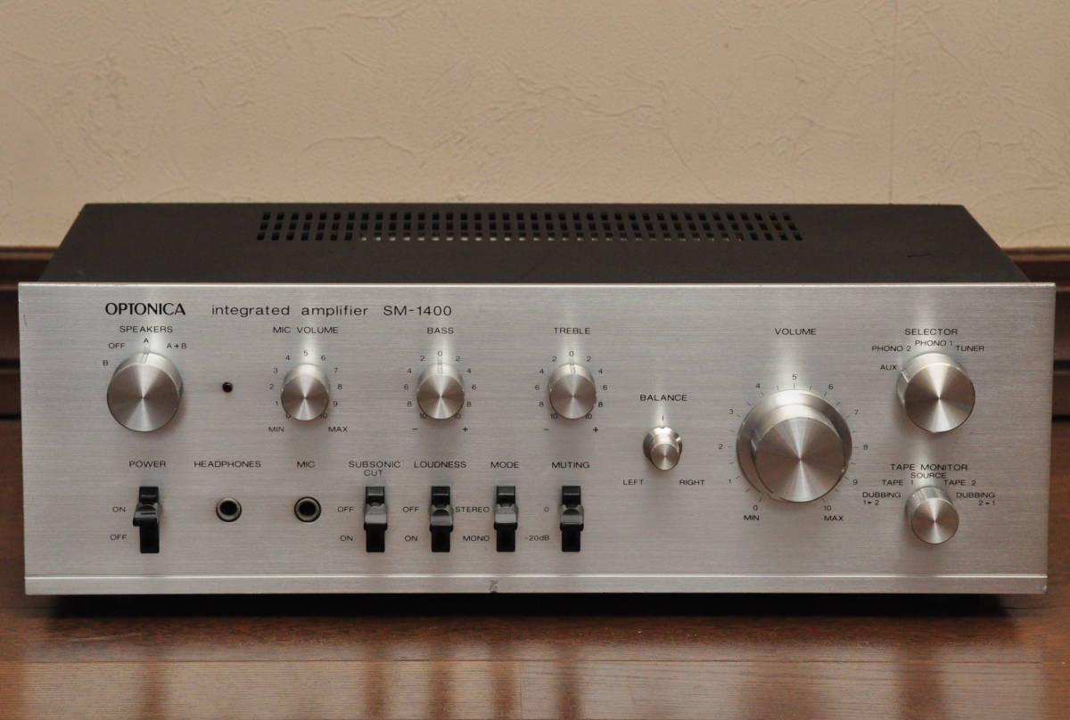 SHARP OPTONICA SM-1400 プリメインアンプ 修理品 1974年頃発売 小傷アリ_画像1