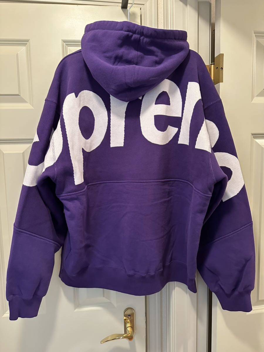 XL Supreme Big Logo Jacquard Hooded Sweatshirt Purple シュプリーム ビッグ ロゴ ジャガード フーディー スウェットシャツ パープル 紫_画像1