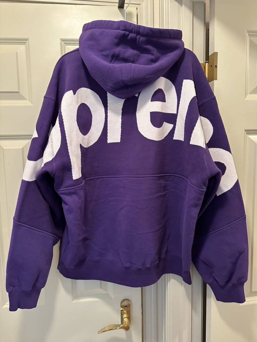 XL Supreme Big Logo Jacquard Hooded Sweatshirt Purple シュプリーム ビッグ ロゴ ジャガード フーディー スウェットシャツ パープル 紫