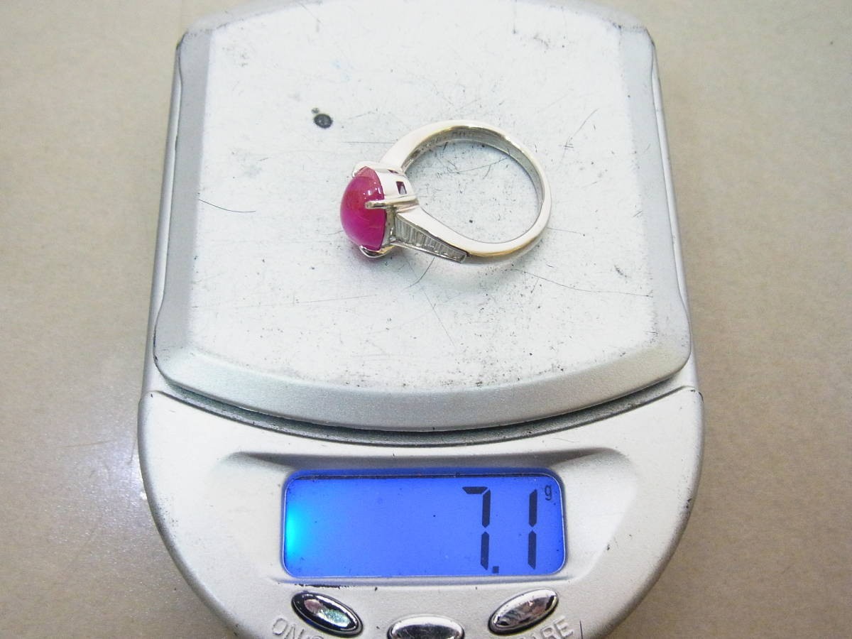 PT900 натуральный Star рубин 3.381ct бриллиант всего 0.32ct кольцо 