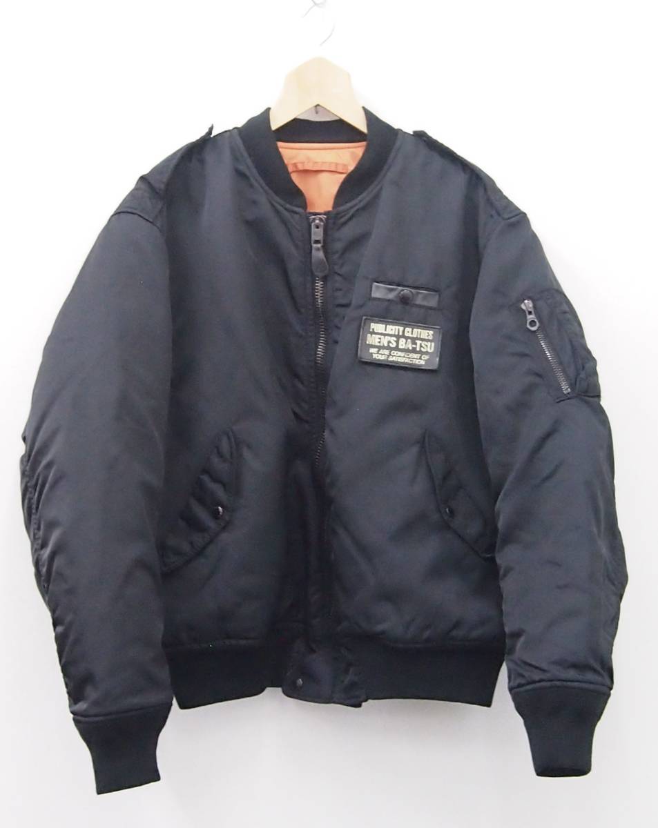 ★☆MEN’S BA-TSU メンズバツ MA-1 フライトジャケット ブラック 80’s ヴィンテージ USED☆★_画像2