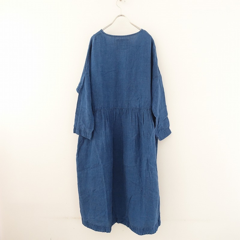 //【定価1.9万】イチ アンティークス ICHI Antiquite’s *リネンインディゴドレス*Vネックワンピース(33-2310-663)【10K32】_画像2