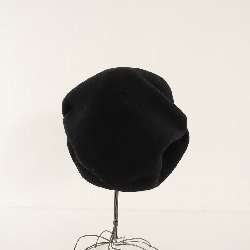 //マチュアーハ mature ha. *タックギャザーリブベレー帽*黒ブラックキャップ帽子フェルト(ha33-2310-433)【92J32】_画像2