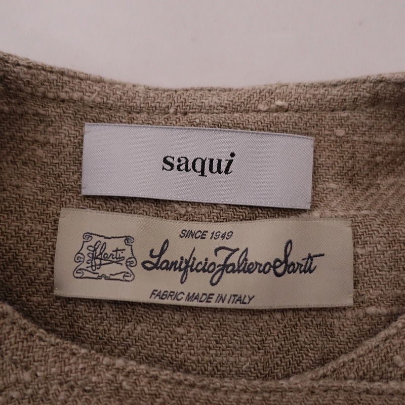 //[ regular price 10 ten thousand ]sakisaqui *linen no color trench coat *36 beige group flax s Rav Cross small of the back cord double breast (jk2-2311-83)[12K32]