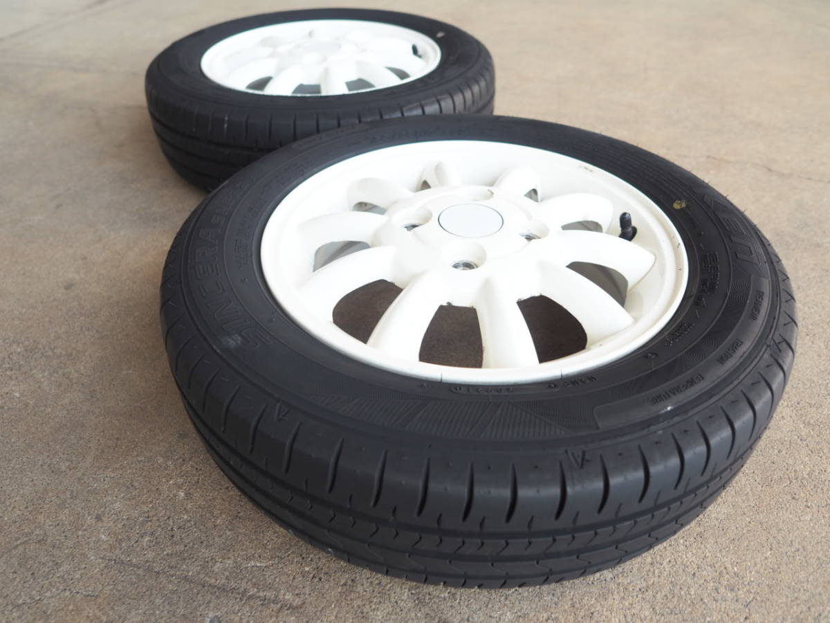 L944　送料無料　ラパン純正　4Jx13 +45 PCD100 4穴　155/65R13　2本9分山　スズキ純正アルミホイール　13X4.00B　白_画像7