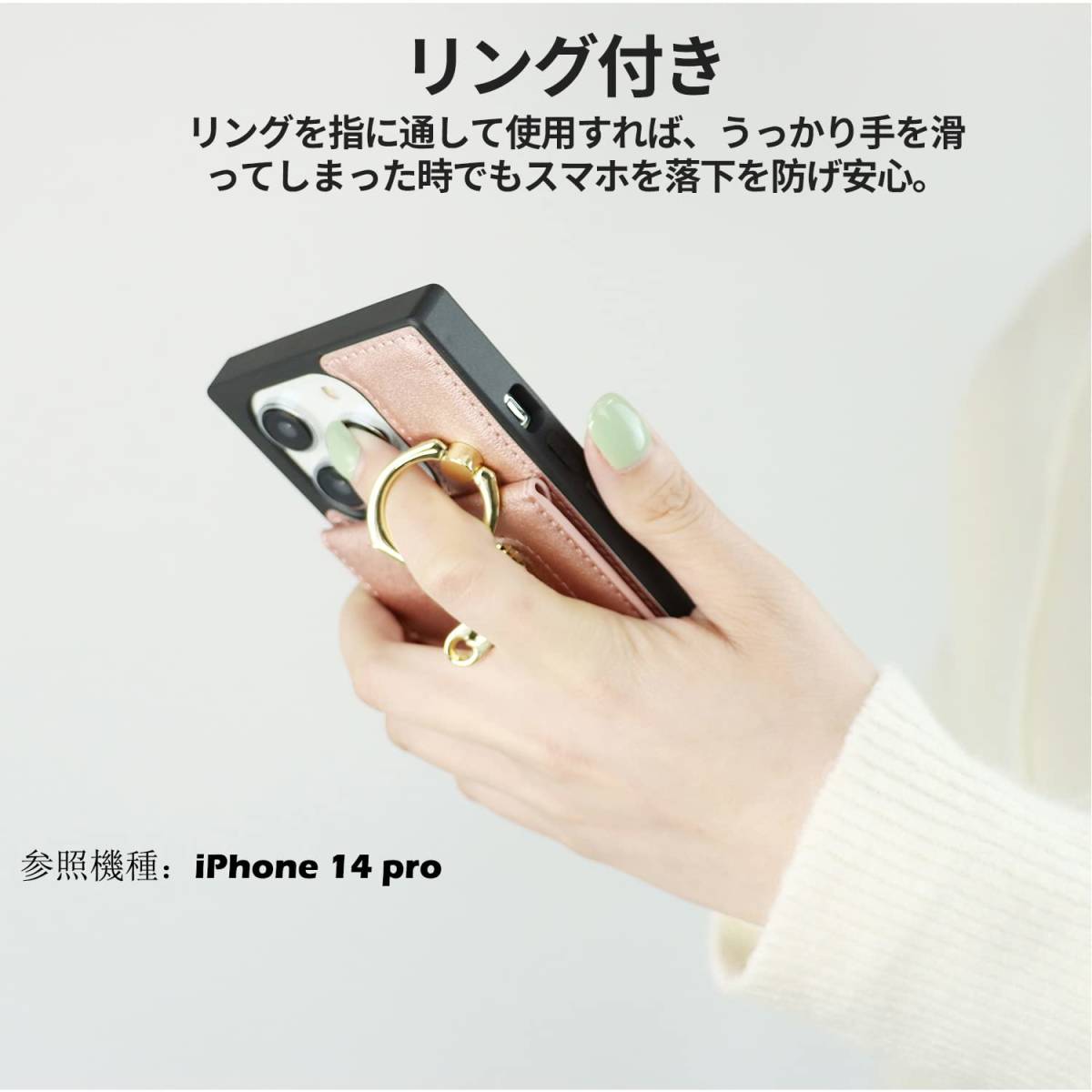 【新着商品】iPhoneSE2スマホケース 背面ポケット付き ミラー付き ケースショルダー 携帯ストラップ 肩掛け 斜めがけ iP_画像3