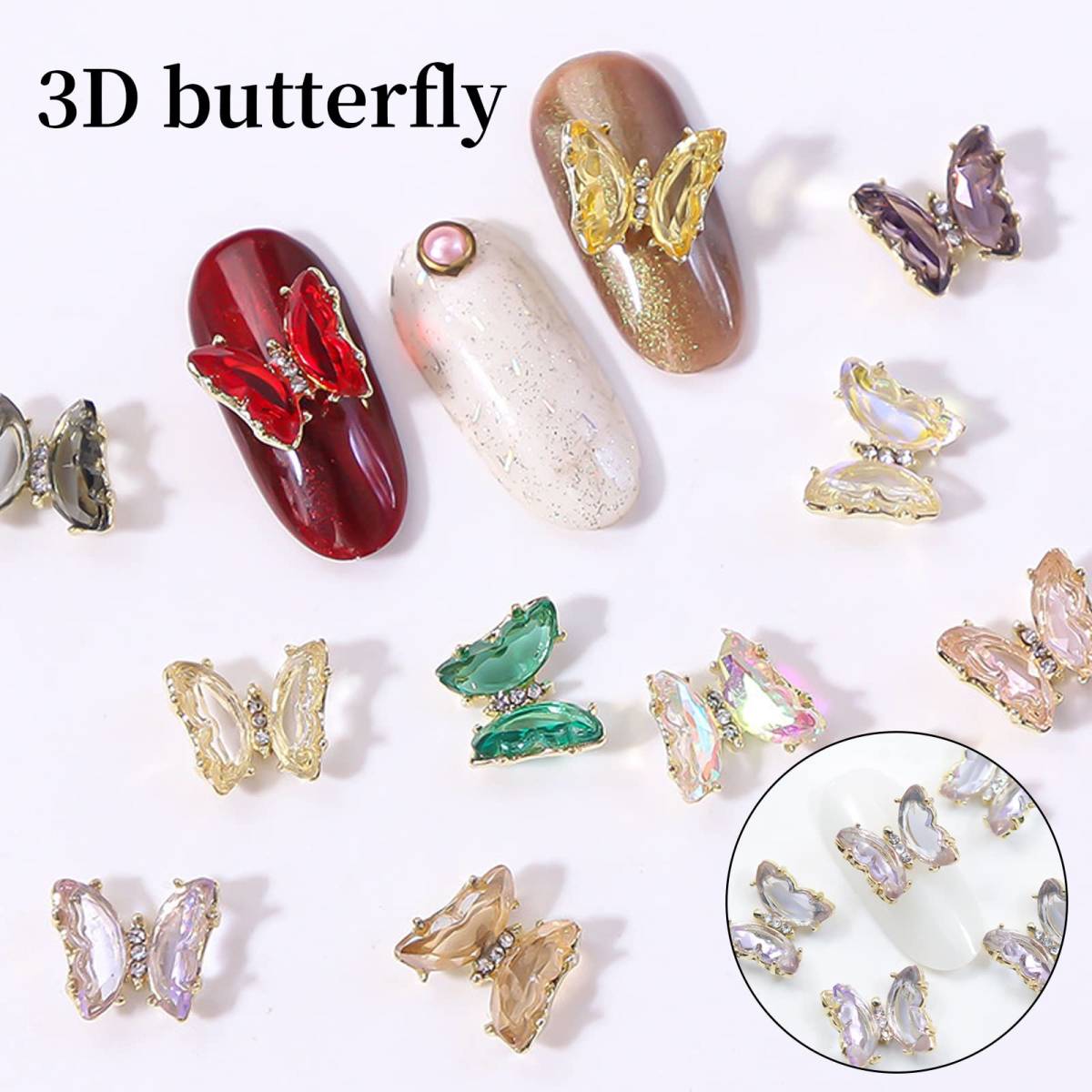 [ специальная цена распродажа ] Kirakira стразы Stone бабочка нейл-арт довольно большой ювелирные изделия детали бабочка декоративные элементы цельный 3d