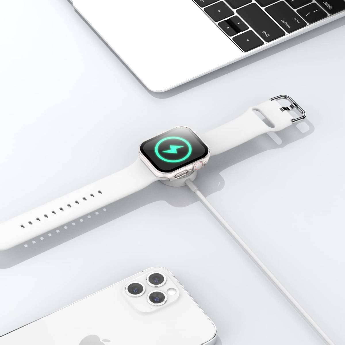 【数量限定】耐衝撃 頑丈 軽量 iwatch PC素材 ガラスフィルム 防水 カバー アップルウォッチ 光沢感 保護 45mm ケ_画像3