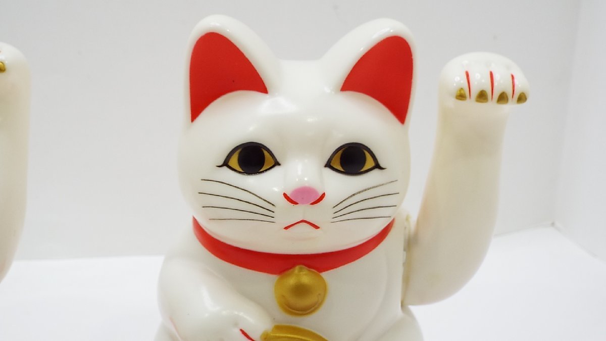 【u0762】未使用品！ソーラー招き猫 2個セット 横11×高さ15×奥行9cm/長期保管品 格安スタート 栃木発着払い_画像7