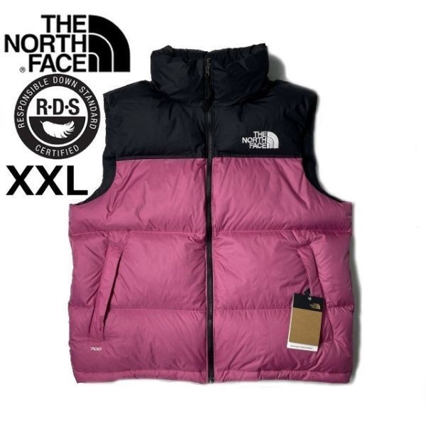 1円～!売切!【正規新品】THE NORTH FACE 1996 RETRO NUPTSE VEST ダウンベスト ヌプシ US限定 RDS認証 700フィル(XXL)ピンク 黒 190122-110_画像2