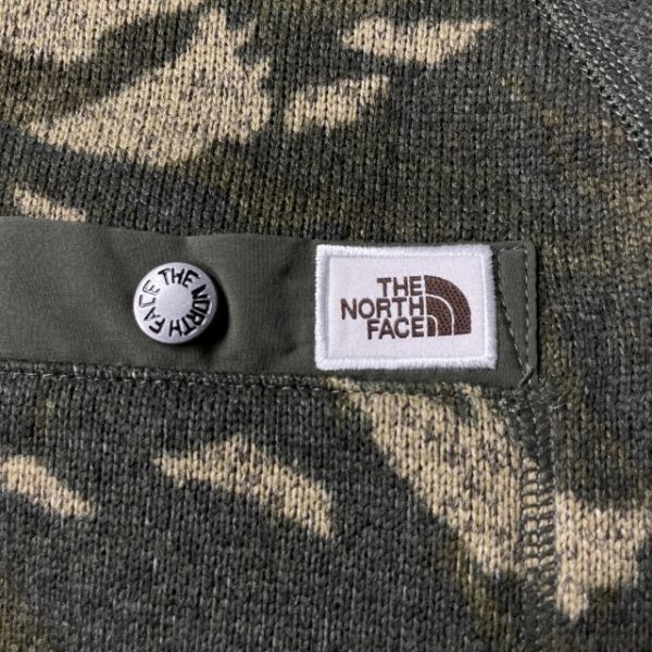 1円～!売切!【正規新品】THE NORTH FACE PRINT GORDON LYONS 1/4ZIP フリース プルオーバー US 登山 厚手ニット(M)カーキ 迷彩柄 181024-40_画像7