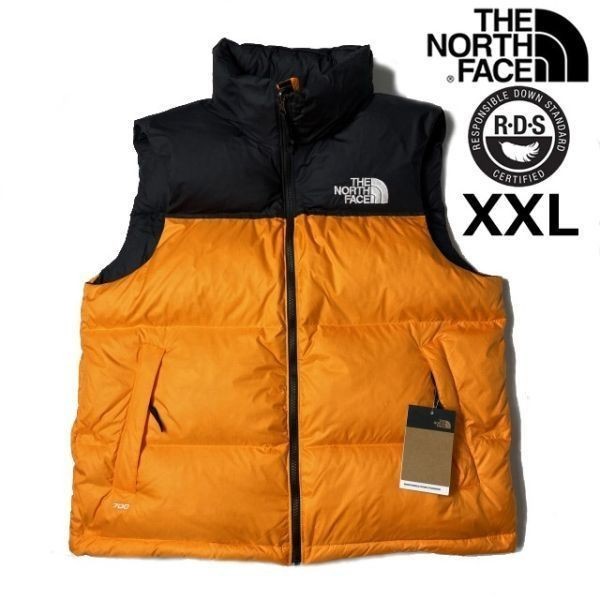 1円～!売切!【正規新品】THE NORTH FACE 1996 RETRO NUPTSE VEST ダウンベスト ヌプシ US限定 RDS パッカブル(XXL)オレンジ 黒 190122-110_画像1