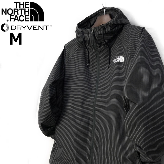 1円～!売切!【正規新品】THE NORTH FACE◆NOVELTY TNF RAIN HOODIE マウンテンパーカー US限定 2023最新 登山(M)黒 ボーダー柄 180915-65_画像2