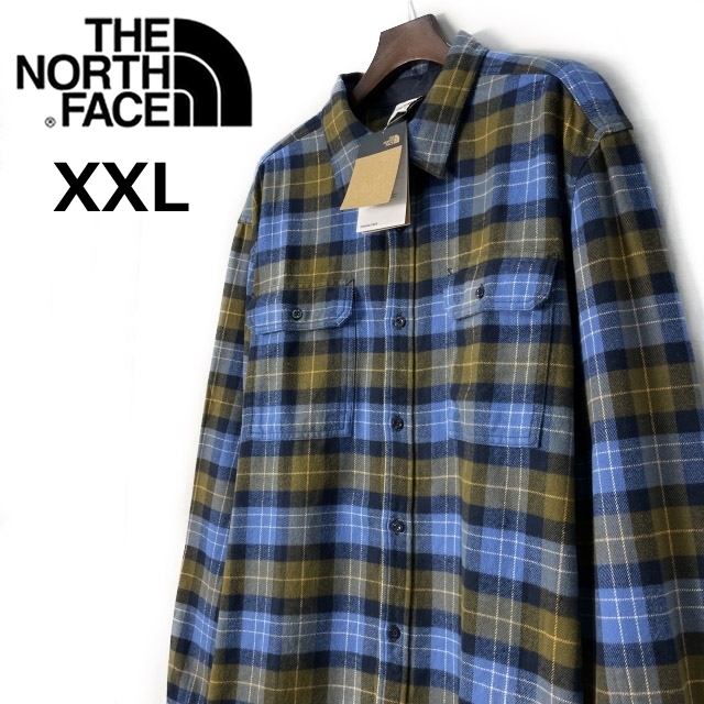 1円～!売切!【正規新品】THE NORTH FACE ARROYO FLANNEL SHIRT ネルシャツ US限定 厚手 茶タグ 胸ポケット(XXL)青 チェック柄 180914-43_画像2