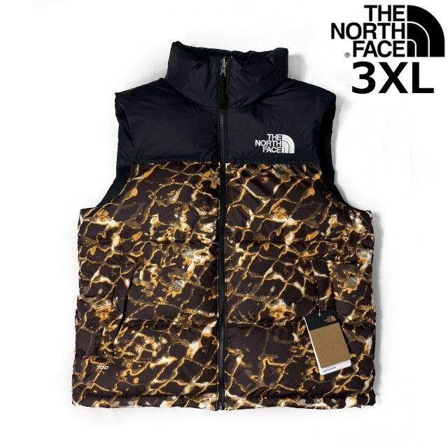 1円～!売切!【正規新品】THE NORTH FACE◆1996 RETRO NUPTSE VEST ダウンベスト ヌプシ US限定 2023最新 パッカブル(3XL)茶 総柄190122-115_画像1