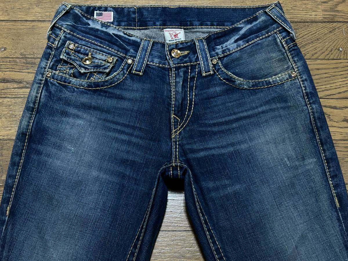 ※TRUE RELIGION トゥルーレリジョン JOEY BIGT スワロフスキーボタン デニムパンツ 濃いめインディゴ 米国製 30 BJBC.AA_画像6