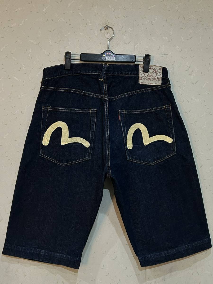 ※EVISU エヴィス エビス LOT 7001 カモメペイント セルビッチハーフショート デニムパンツ 濃紺 日本製 34 　　　 BJBC.AA