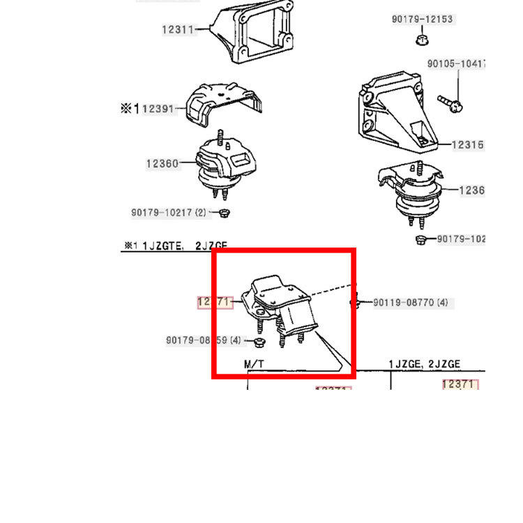 送料無料 トヨタ純正 新品 純正 新品 チェイサー マークII エンジンマウント MT用 JZX100 1JZGTE エンジンマウンティング インシュレータ_画像6