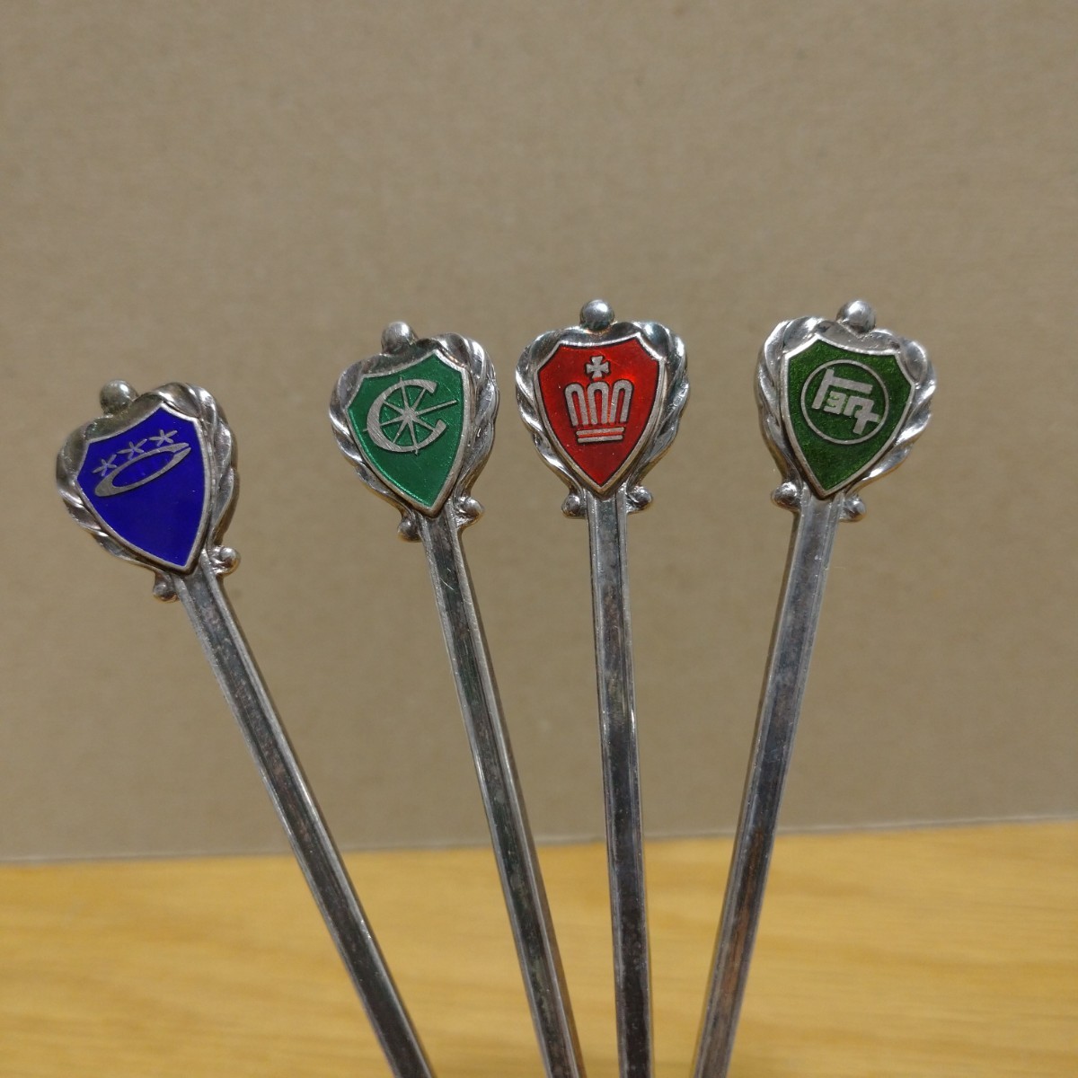 TOYOTA CROWN MARKⅡ logo spoon set グッズ コレクション トヨタ クラウン マークⅡ ロゴ スプーン 古い 非売品 ノベルティ collection_画像1