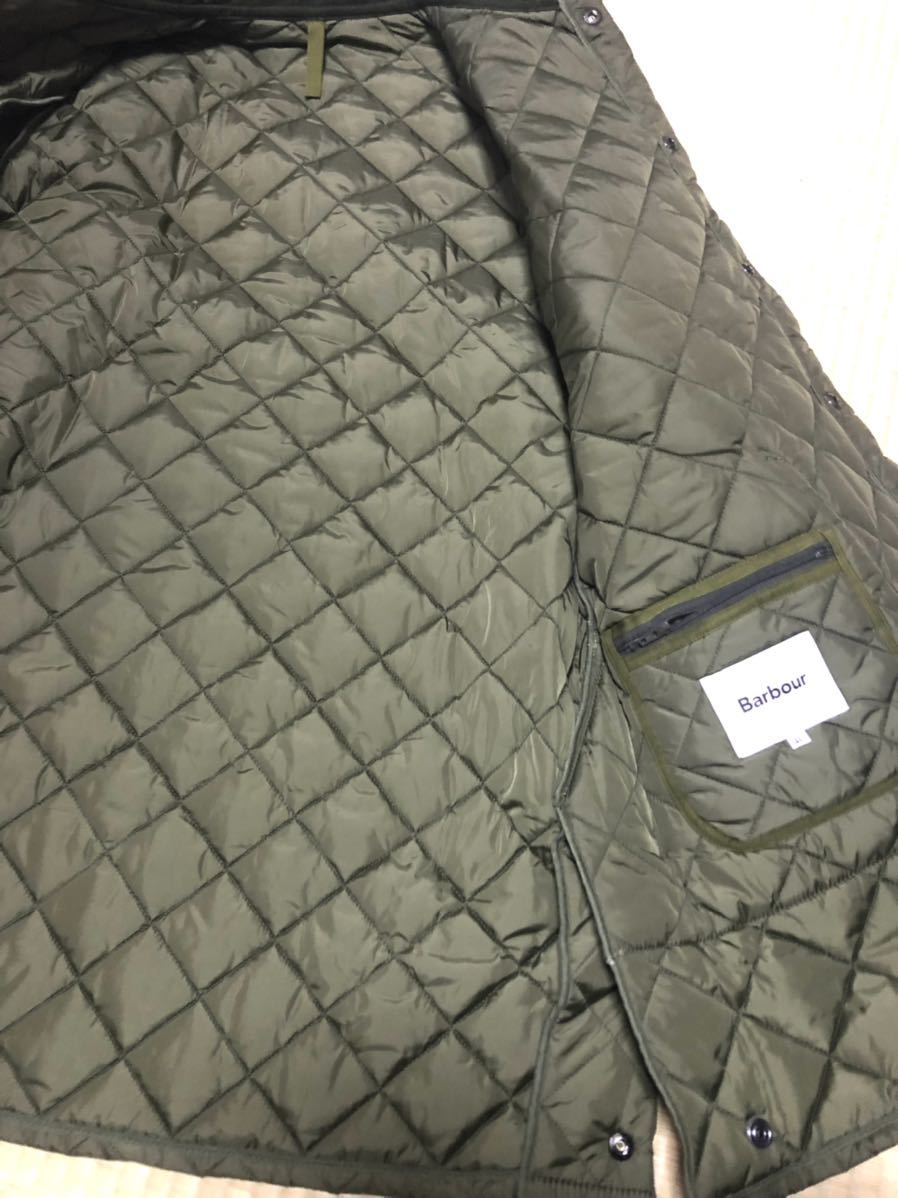 【BARBOUR】バブアー LIDDESDALE SL LONG NYLON リッズデール ロング 中綿 キルティング ナイロン コート 40 カーキ 美品_画像8