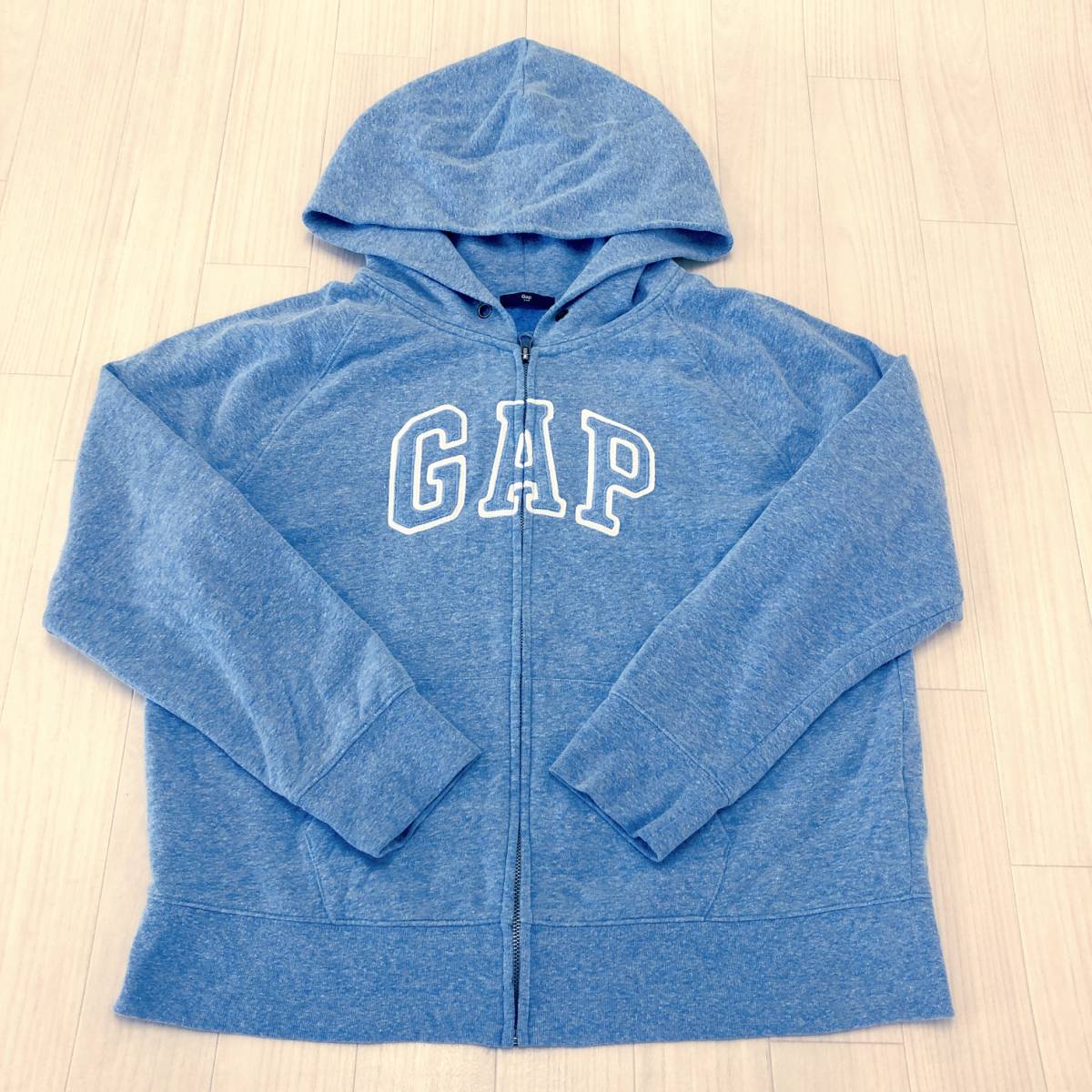 Y0140 GAP ギャップ レディース トップス ジップパーカー 長袖 裏起毛 水色 ビッグロゴ 綿素材含 春秋 スポーティーカジュアルルック_画像6