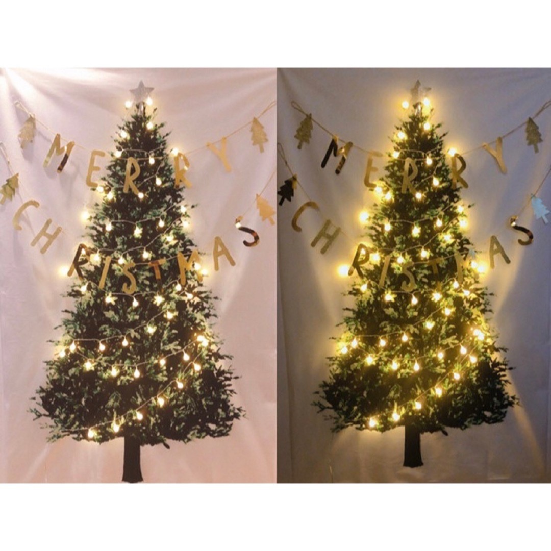 クリスマスツリー　タペストリー　ライト付70灯　インテリア　壁掛け　北欧風　新品　LED おしゃれ　匿名配送　送料無料　人気