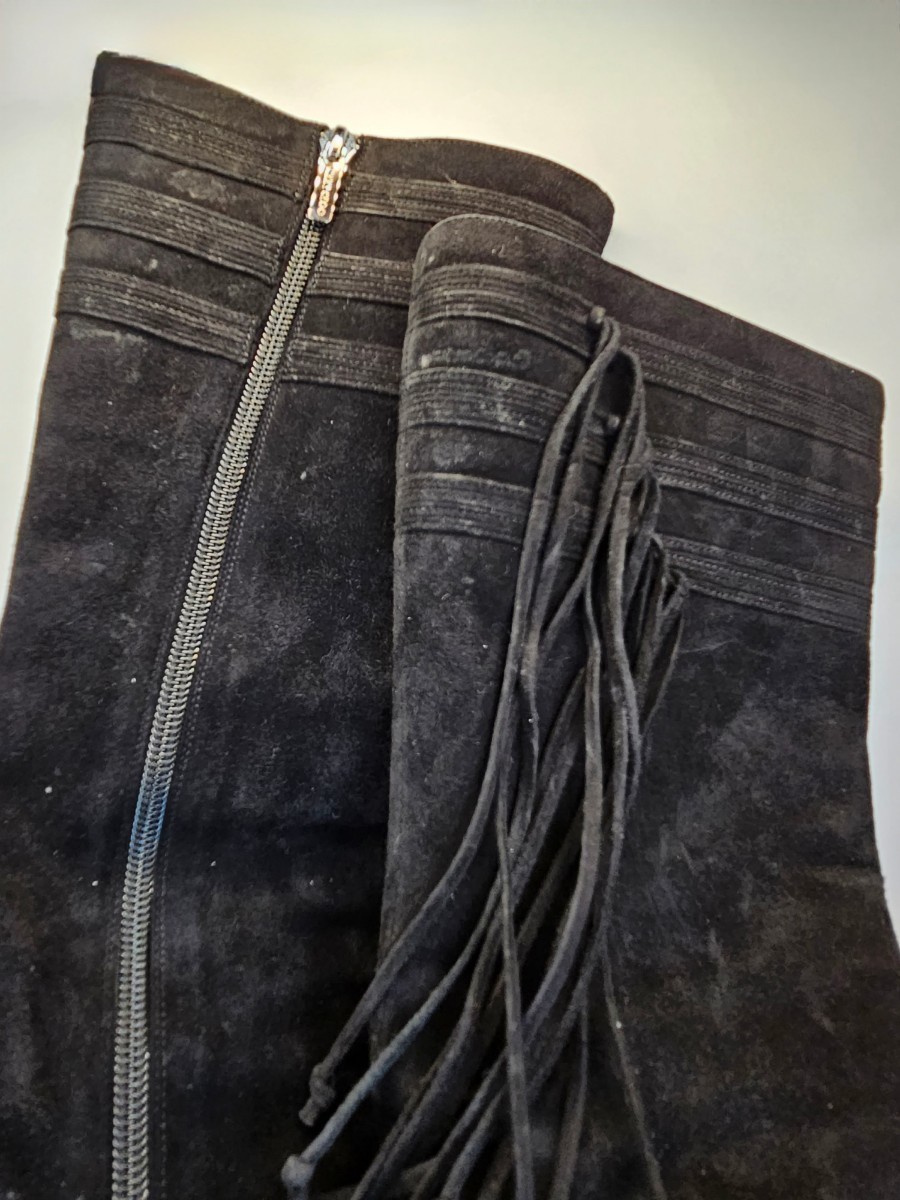 JIMMY CHOO замша кожаные сапоги размер 37 общая длина 40.5cm каблук 9cm