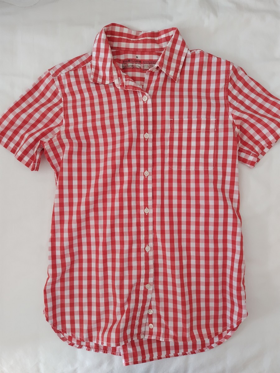 無印良品 ギンガムチェック 半袖シャツ 半袖 チェックシャツ 赤 レッド S 無印 muji_画像1
