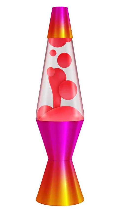 ラバライト/Lava Light ラバランプ(2339)Red Wax Clear liquid hand painted pink&orange base アメ雑貨 照明 インテリアライト オシャレ