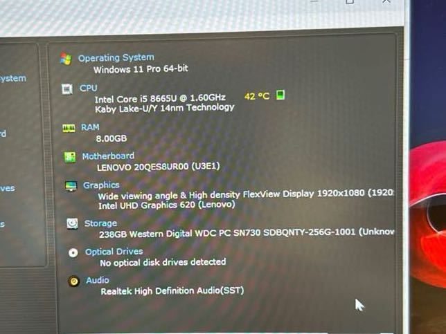 難あり Lenovo Thinkpad X1 carbon 7th Core i5 8365U/SSD256GB/8GB FHD SK2311-G1_画像2
