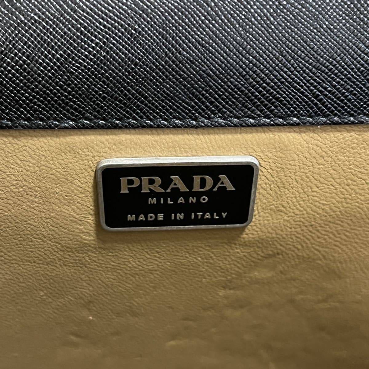 PRADA プラダ　サフィアーノ 本革　レザー　ビジネスバッグ　ブリーフケース　書類かばん　二層式　ブラック　黒　ダイヤル式ロック_画像8