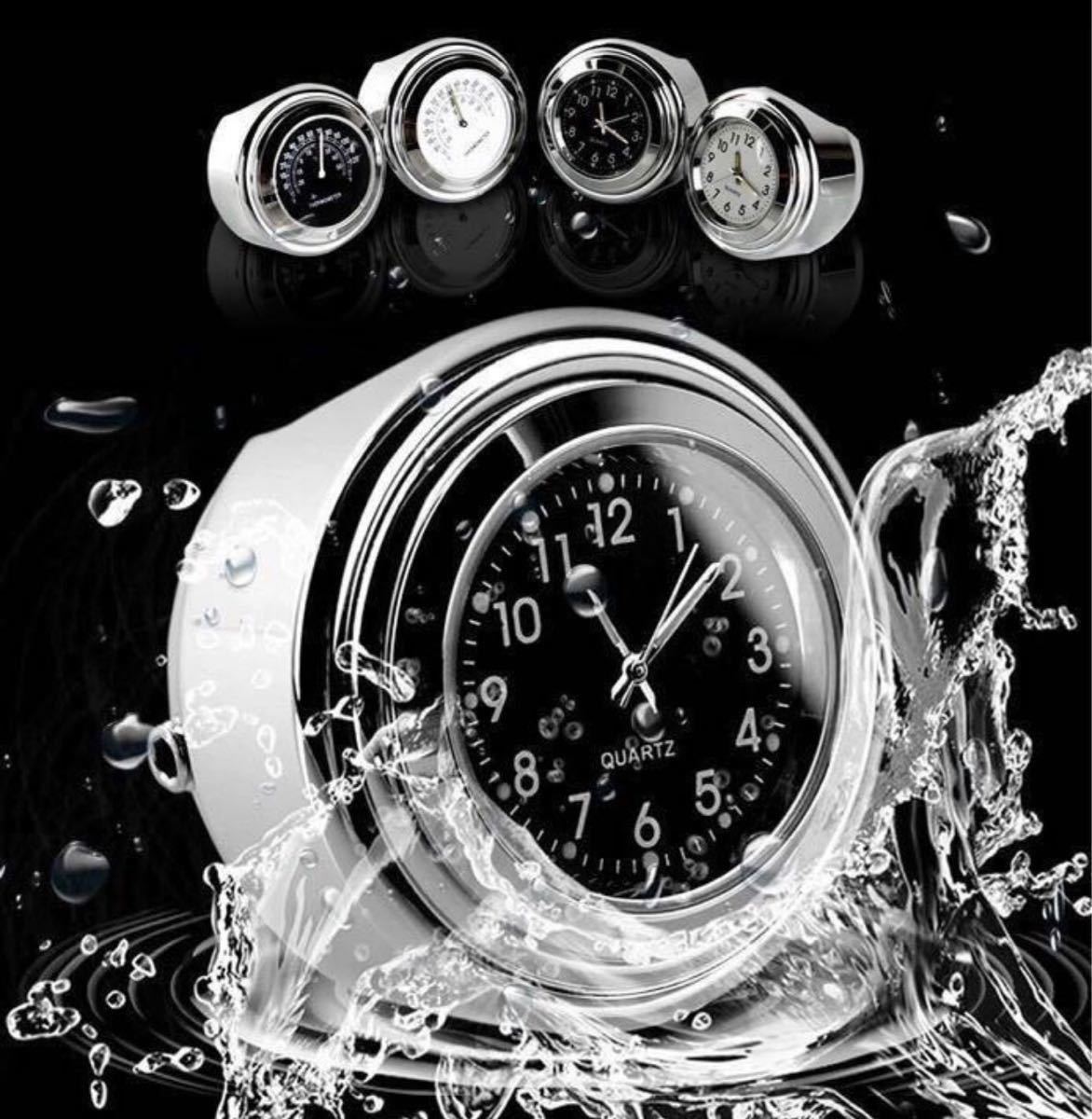 バイク 時計 黒×黒 新品電池2個付き アナログ ハンドル取付 夜光 オートバイ ウォッチ ブラック防水 バイク用 オートバイ_画像2
