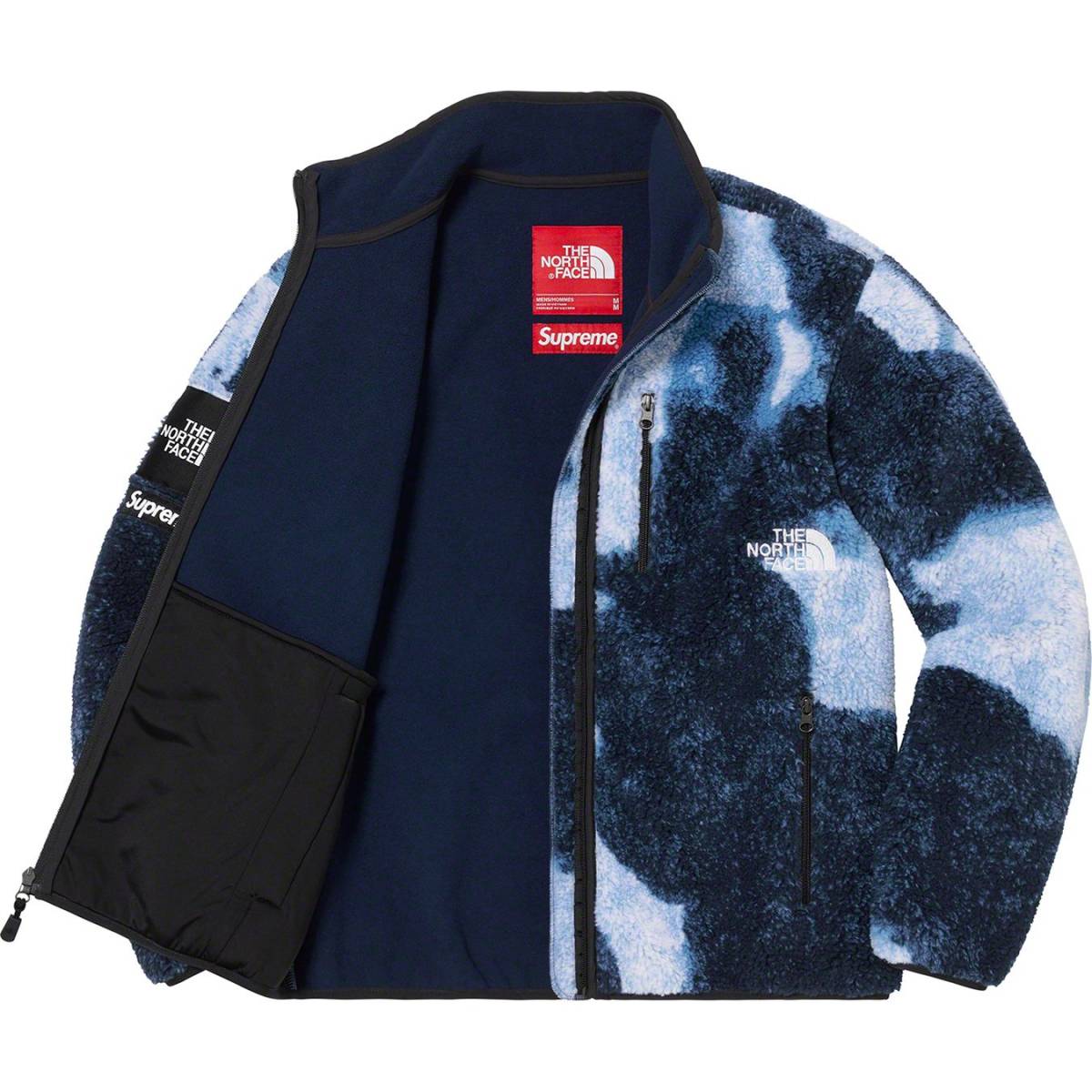 即決☆新品 国内正規品 21FW Supreme The North Face Bleached Denim Print Fleece Jacket M シュプリーム ノースフェイス☆_画像3