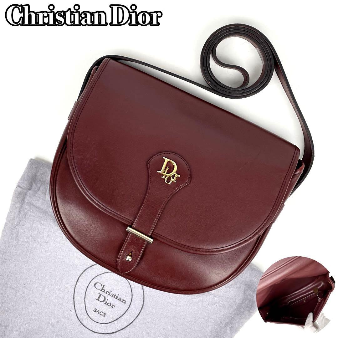 極美品■Christian Dior ディオール ショルダーバッグ トロッター ゴールド金具 肩掛け 斜め掛け クロスボディ 革 レザー ボルドー ※希少_画像1