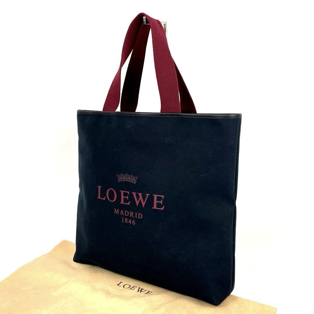 【美品】LOEWE ロエベ トートバッグ 肩掛け ヘリテージ ハンドバッグ ワンショルダー ユニセックス 希少 A4 バイカラー キャンバス レザー_画像2