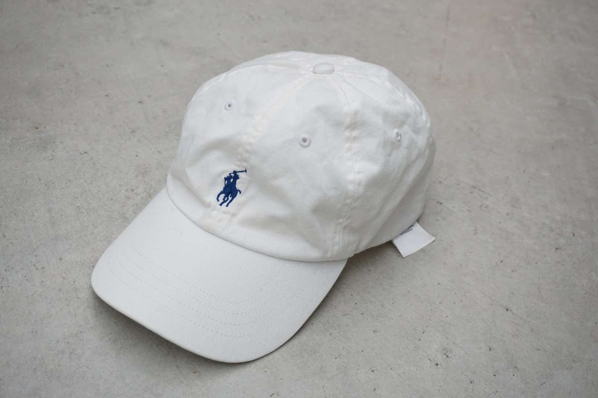 国内正規品 polo ralph lauren ポロ ラルフローレン ロゴ 刺繍 キャップ 帽子 コットン 白 本物 1104N_画像1