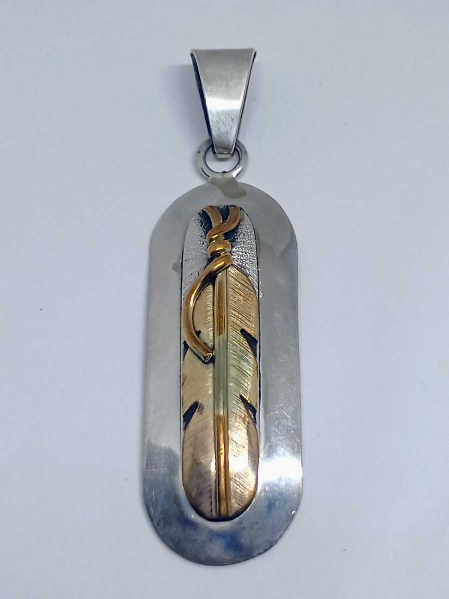 .Lee Bennett Lee be net navajo Navajo new goods 12KGF gold USA Indian jewelry sterling silver pendant head top extra-large feather 