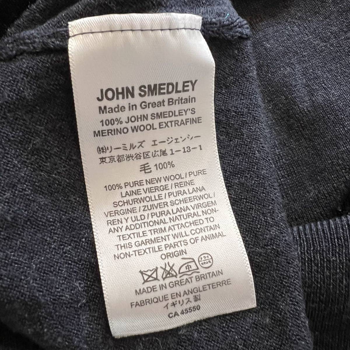 美品 定価3.8万 john smedley ジョンスメドレー クルーネック セーター ハイゲージ イギリス製 サイズM wool ウール バイカラー 30G_画像8