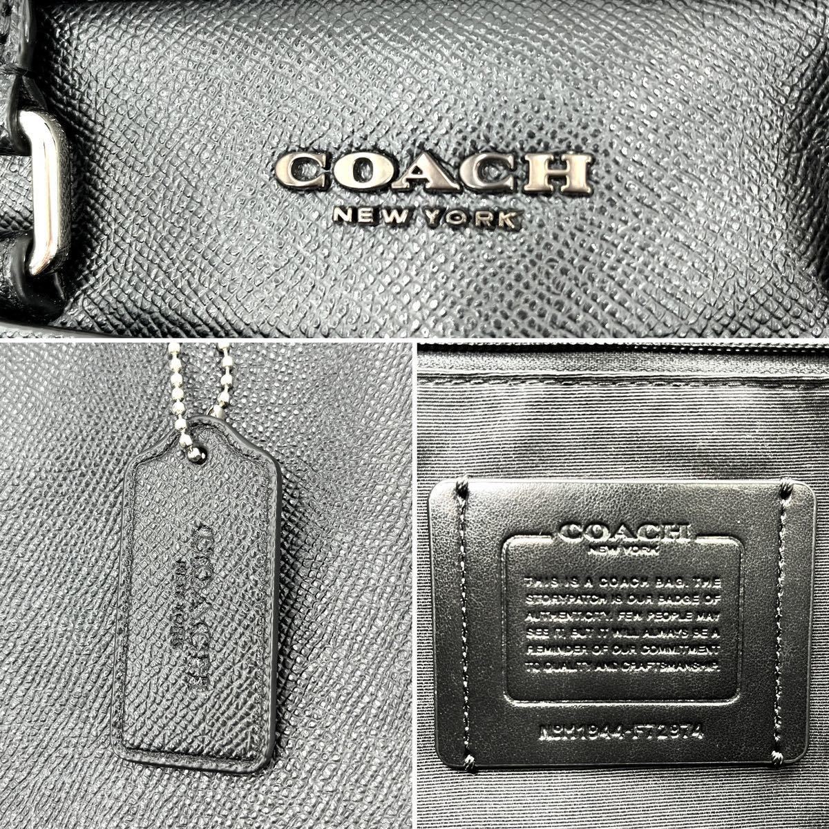 1円【 定価10万・未使用級・保証付 】COACH コーチ ベケット ビジネスバッグ 2way ブリーフケース メンズ レザー 黒 ショルダー A4・PC◎_画像10