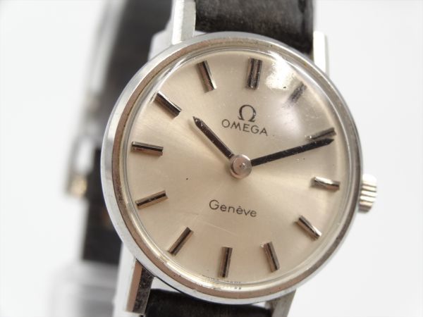 【正規品】13329Aa 1円 OMEGA オメガ ジュネーブ ヴィンテージ シルバー文字盤 レディース 手巻き 時計 ケース24mm_画像1