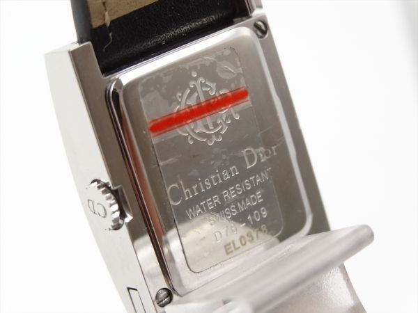【正規品】13935Bg 1円 Christian Dior ディオール D78-109 マリススクエア ブラック文字盤 レディース QZ 時計 ケース20mm_画像4