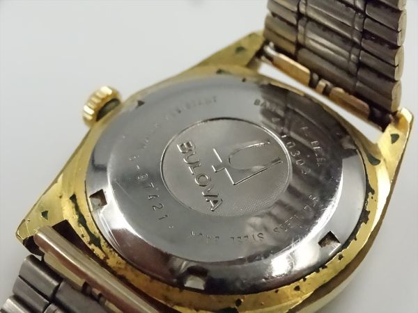 【正規品】14420Af 1円 BULOVA ブローバ 4410303 スーパーセビリア デイデイト ゴールド文字盤 稼動 メンズ AT 時計 ケース36mm_画像5