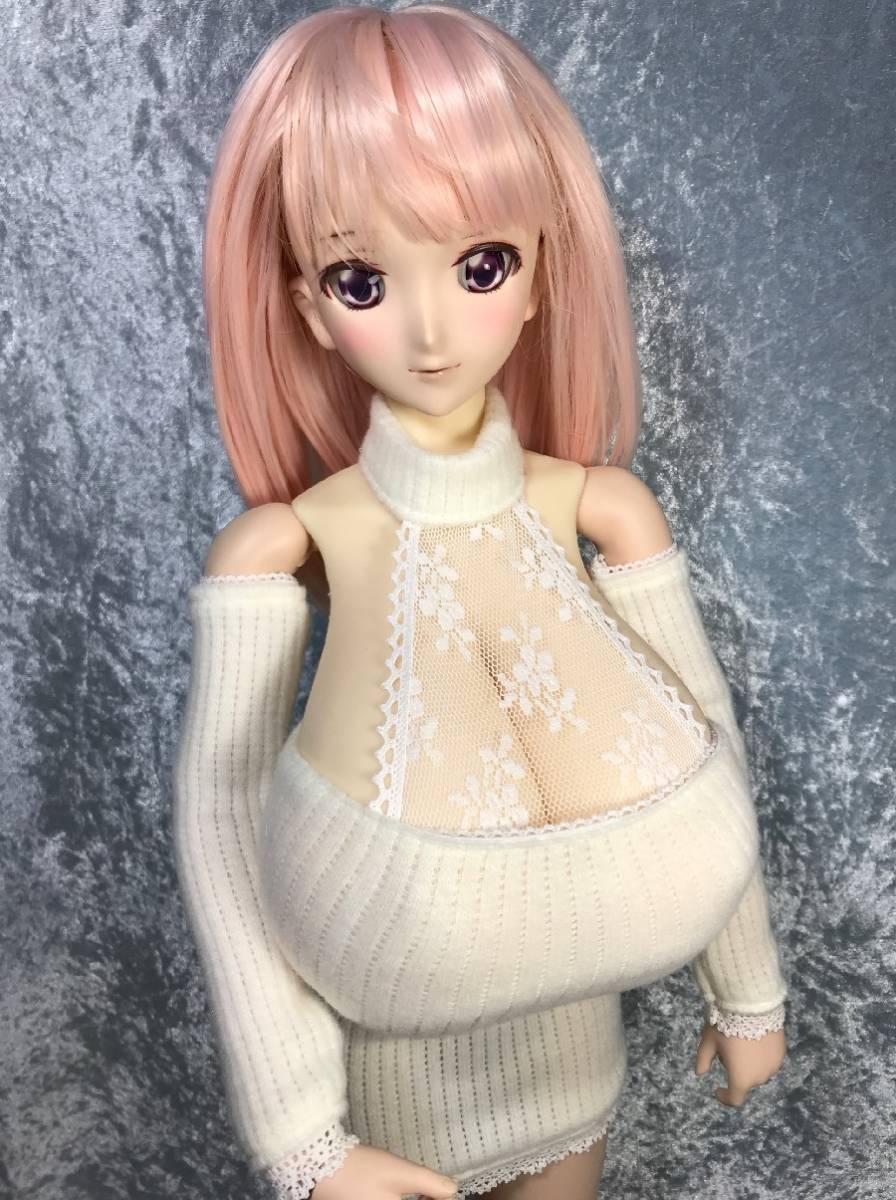 即決！！☆銀猫Plus☆ Doll用 マンモ ６０張乳、垂乳共通＋ＤＤ～ＤＤdy、チューブトップＯＰレースビブセット　白_60垂乳です