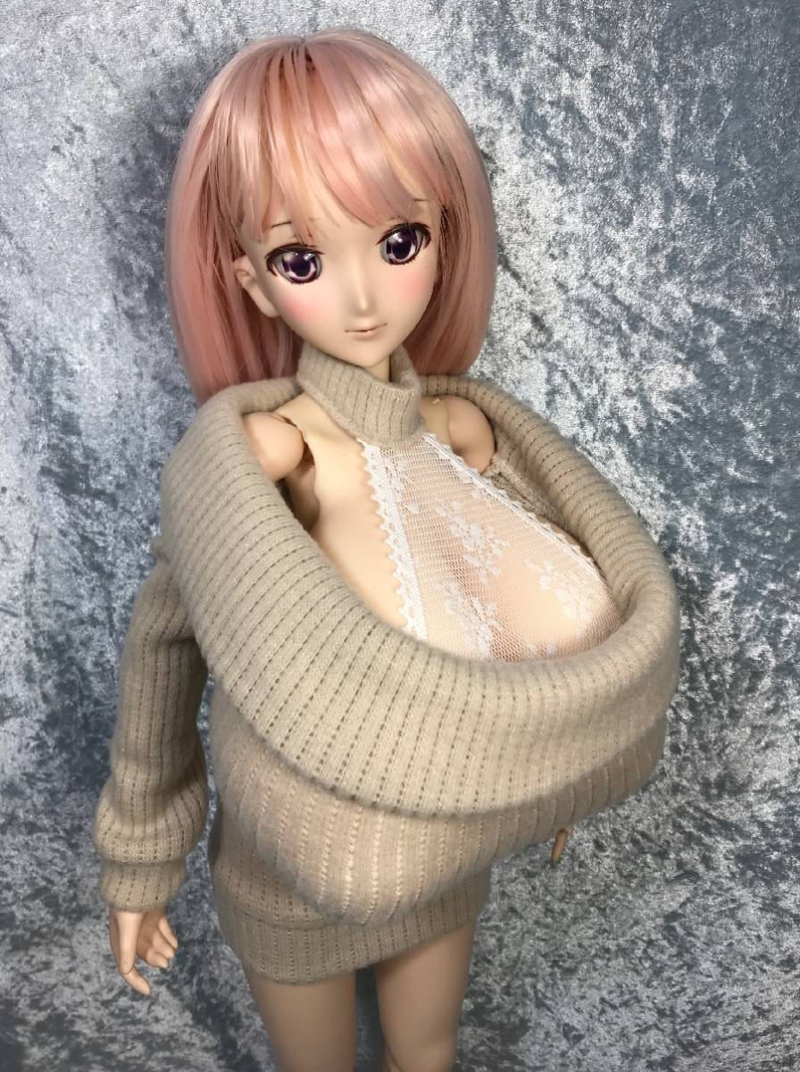 即決！！☆銀猫Plus☆ Doll用 マンモ５０極乳 ＋ＤＤ～ＤＤdy　オフショルＯＰレースビブセット　ベージュ_画像1