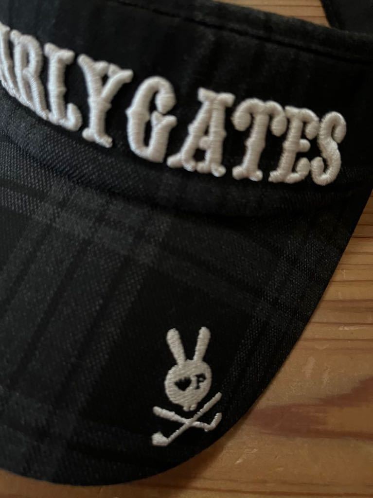 PEARLY GATES サンバイザー 美品 パーリーゲイツ チェック グレー うさぎ ゴルフサンバイザー GOLF ゴルフウェア 帽子 _画像2