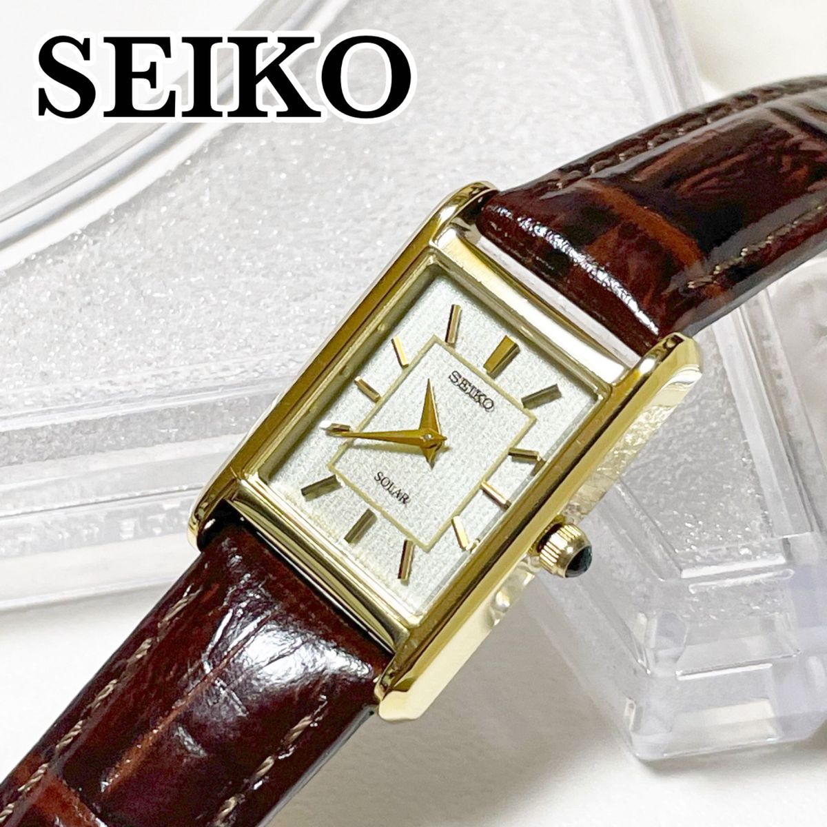 極美品 箱付き 稼動 SEIKO SOLAR SUP252 レクタンギュラー 極美品 箱付き 稼動 SEIKO SOLAR SUP252 レクタンギュラー