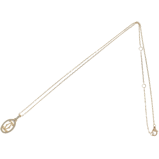 ( beautiful goods ) Cartier CARTIER Logo du-bruC diamond necklace K18 PG × diamond pendant oval B7219300 8589
