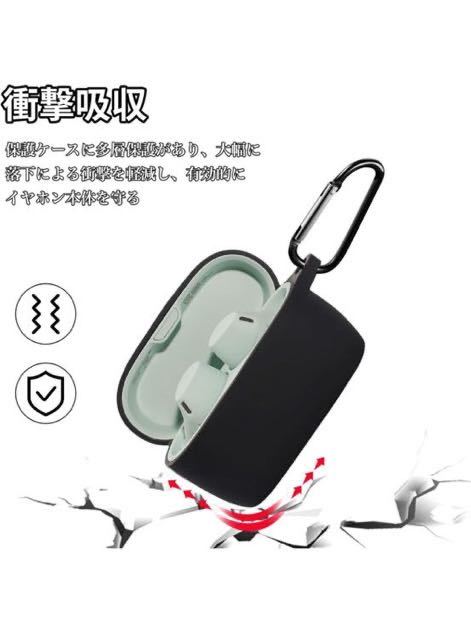 c-139 For Jabra Elite 4 ケース シリコン製 保護ケース Kluso 軽量 耐衝撃 落下防止 保護カバー キズ防止 防水 防塵（ブラック）_画像5