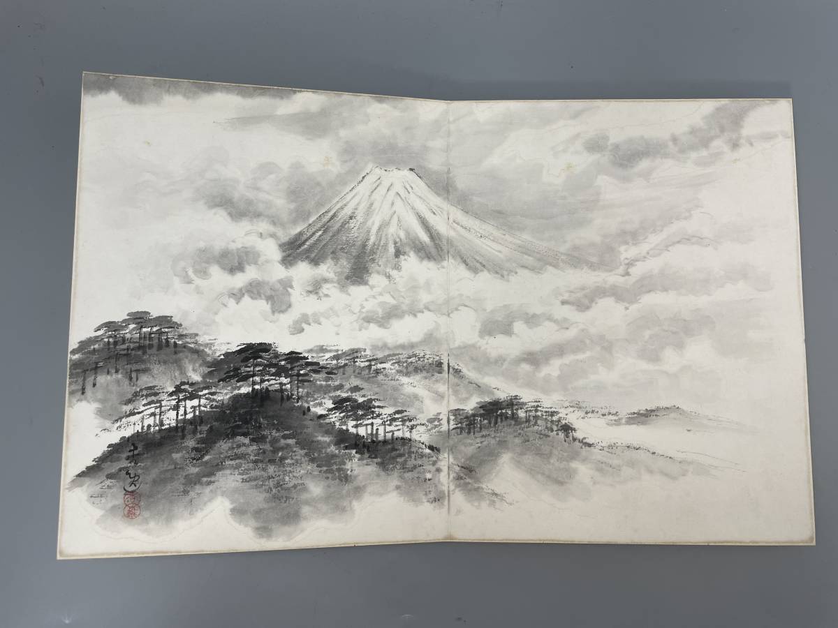 一岳 梅齋 杏逸 雲峰 石黑 關水 画帳　画集　一冊6枚　古書 古文書 和書 古本 骨董 古美術_画像5